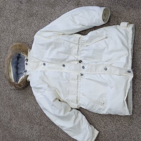 Woolrich winter white long down coat coyote fur ruff parka imperfect - Picture 1 of 16
